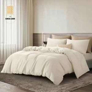 Housse <span class=keywords><strong>de</strong></span> couette écologique en coton brut 100% naturel <span class=keywords><strong>de</strong></span> haute qualité 5 étoiles Style hôtel tissé Technique ensemble <span class=keywords><strong>de</strong></span> literie <span class=keywords><strong>de</strong></span> couleur primaire - Product Image 1
