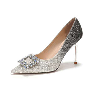 9888R-118 Escarpins à paillettes à talon aiguille et bout pointu, décorés de strass, chaussures formelles pour femmes, talon super haut de 8 cm et plus - Product Image 5