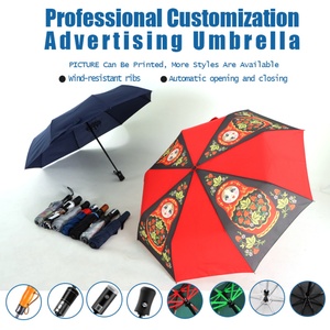 Business Full Print <b>Windproof</b> Fiberglass Folding <b>Umbrella</b> for Men with Plastic Handle Manual Open Auto Close Corporate Gift - Product Image 5