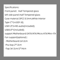 JERTECH Factory White MATX Mid Tower Gamer Case Micro Desk Tempered Glass Computer Cabinet Chassis PC Gaming Computer Case