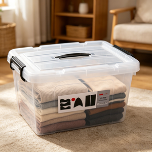 Coleção para Casa: Conjunto de 3 Caixas de Armazenamento Empilháveis de Plástico Brilhante de <span class=keywords><strong>80L</strong></span> com Tampas à Prova de Poeira e Design Moderno para Garagem e Uso Doméstico - Product Image 2