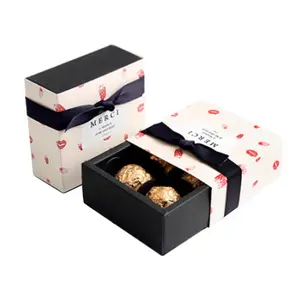 定制标志情人节巧克力礼品坚果饼干牛轧糖折叠纸盒带拉出式香水包装新设计