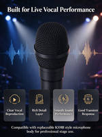 Tête de microphone à condensateur de remplacement pour micro sans fil portable, grille métallique pour diffusion en direct
