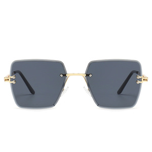 Sunglasses <b>Square</b> Frameless Gold UV400 Women Fashion Outfits - Product Image 2