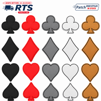 En stock: Parche de PVC con diseño de cartas de juego (Picas y Ases), negro y rojo, luminoso 3D, de goma suave, con reverso de gancho y bucle, insignia de moral personalizable