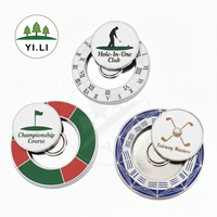 Marqueur de balle de golf plat en métal magnétique léger, accessoire de club, conception personnalisée promotionnelle, fabrication en usine