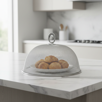 Couvre-plat rond en acier inoxydable, couvre-table domestique anti-insectes et anti-poussière, couvre-aliments haute sécurité