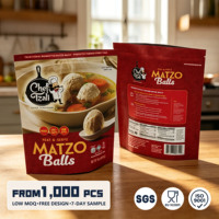 Op maat gemaakte groothandelsverpakking voor warme matzoballen, staande pouch met herbruikbare ziplock en gemakkelijke afscheurstrip