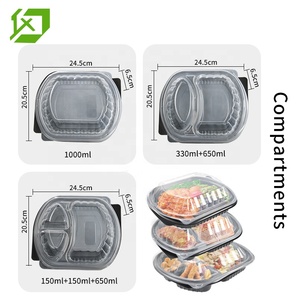 Three-Grid Conjoined Plastic Blister Packaging Disposable Rectangular <strong>Lunch</strong> <strong>Box</strong> for Salad Spaghetti Rice Fruit Take-out Tray - Product Image 6