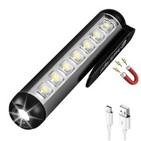 Lampe torche LED de poche portable de type C, rechargeable par USB, avec clip magnétique, lampe de travail LED