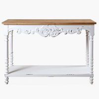 Table console classique en bois à 3 tiroirs avec étagère