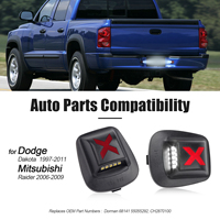 Feux de plaque d'immatriculation LED de style X à lentille rouge pour Dodge Dakota 1997-2011 Mitsubishi Raider, lumière blanche et rouge, 55055292, lot de 2 pièces