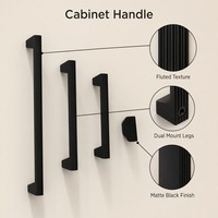 Poignée de tirage moderne minimaliste noire mate anti-traces de doigts en alliage de zinc multi-tailles pour armoire, tiroir et porte de placard - Fourniture professionnelle