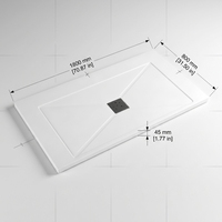 Base de douche en acrylique OEM à profil bas, bac de douche accessible antidérapant, taille personnalisée, fabricant d'usine pour salles de bain