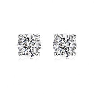 Pendientes de Plata 925 con Circonita Cúbica Redonda 5A, Diseño Minimalista, Joyería Fina para Mujer, Marca Dylam - Product Image 1