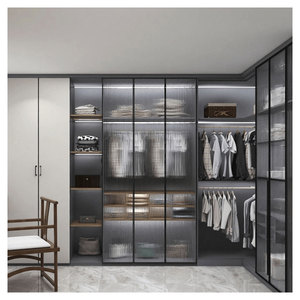 Factory Kitchen <strong>Furniture</strong> Customized Make <strong>Black</strong> Painting Space-Saving Wardrobe <strong>Black</strong> PET <strong>Gloss</strong> Wooden Wardrobe - Product Image 2