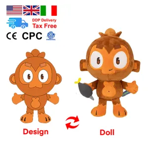 Macaco de pelúcia personalizado de desenho animado de anime com desenho original de macaco de cor fofo e brincalhão