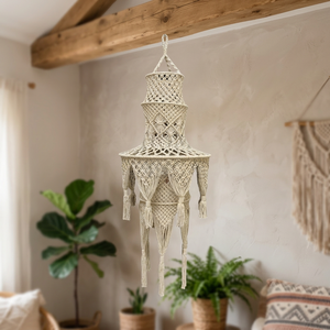 Pantalla de Lámpara Grande de Macramé Bohemio, Hecha a Mano con Cordón de Algodón, para Decoración Ecológica del Hogar y Hoteles, Montaje en Techo, Sala de Estar - Product Image 3
