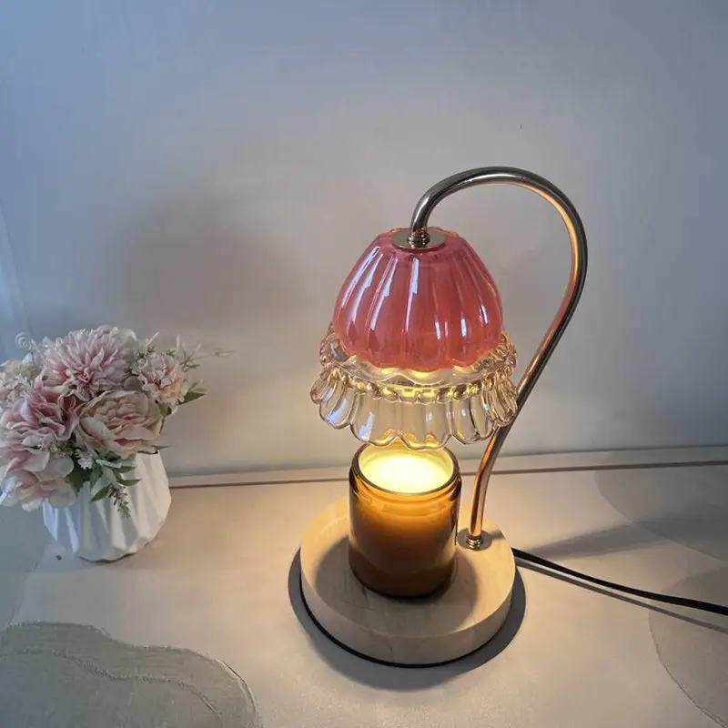 Nordic Electric Duft Kerzen wärmer Lampe rosa Lilie Blume Kerzen lampe wärmer Licht mit Dimmer Timing