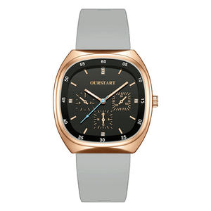 Montre carrée décontractée vente directe d'usine sertie de diamants design à trois yeux silicone quartz unisexe - Product Image 4