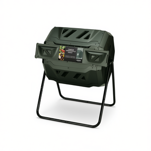 Compostador de doble cámara giratoria de 43 galones con aireación para una compostación eficiente, operación manual ecológica. - Product Image 1