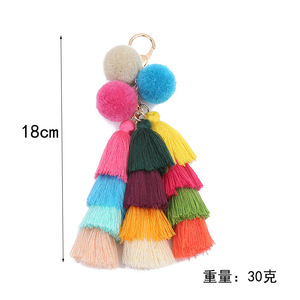 DIY New Fashion Candy Color Pom Pom Tassel Keychain <strong>Fake</strong> Rabbit Fur Ball Key Chain Pompon Fluffy <strong>Handbag</strong> Accessories Keyring - Product Image 5