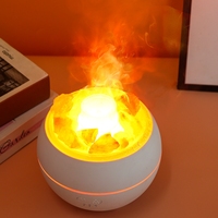 Humidificateur d'aromathérapie portable 360 ml à flamme, petit humidificateur USB avec pierres de sel de l'Himalaya et veilleuse pour chambre à coucher domestique