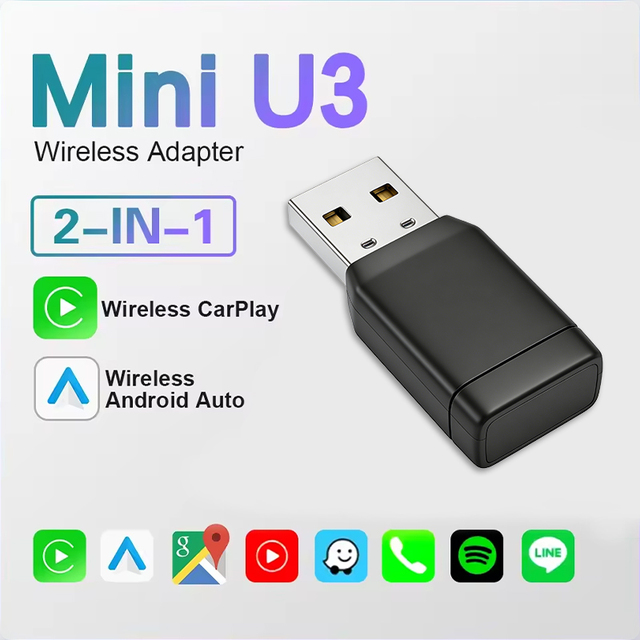 Wireless CarPlay Box Android Auto Adapter Smart Ai Box Portable BT Multimedia for Cars