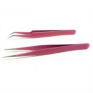 Pinzas para pestañas, juego de pinzas de color rosa, para el cuidado Personal - Product Image 1