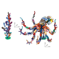 12 Pièces Blocs de Construction Animaux Marins Océaniques, Mini Briques Créatures Marines de Dessin Animé, 12 en 1, Combinaison Calamar Géant, Jouet Éducatif pour Enfants