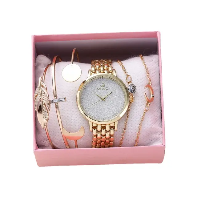 6pcs New Ladies Wrap Watch Rhinestone Pearl Luxury Fashion Korean Female Dress Wristwatch Quartz Watches