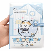 Carnet de notes Kawaii avec couverture en papier gonflable 32K, motif chat de dessin animé mignon, personnalisable, avec boucle magnétique, idéal comme cadeau pour étudiants