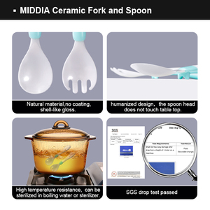 Set di Cucchiaio e Forchetta per Bambini in Ceramica Ecologica MIDDIA, Vendita all'Ingrosso, Portatile, con Logo Laser Personalizzabile, per Alimentazione e Regali - Product Image 5