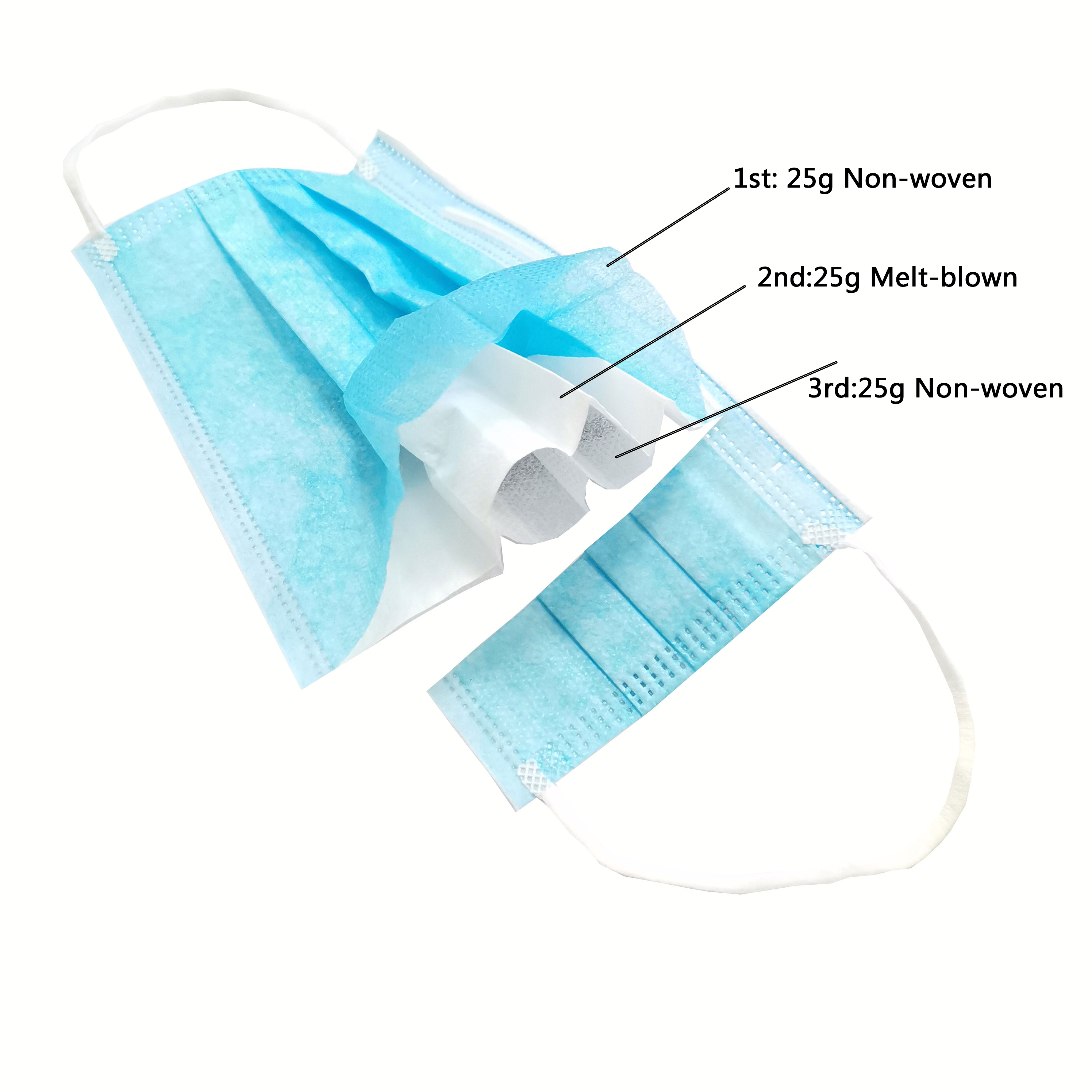 50pk Medical Protective Disposable Mask Pp Disposable Non Woven Protective 3 Ply Face Mask 0