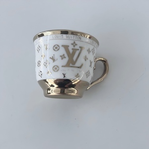 Ceramic Gold Foil Coffee Cup and Saucer Set Oven &amp; Microwave Safe Suitable for Household Daily <strong>Drinking</strong> &amp; Luxury Afternoon Tea - Product Image 3