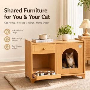 Table d'appoint en bois pour chat, meuble de rangement multifonctionnel pour humains et animaux, table de chevet pour animaux - Product Image 4