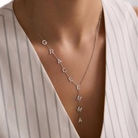Collier tendance pour homme en acier inoxydable poli miroir, inaltérable, avec lettre latérale personnalisable, idéal pour la création de bijoux DIY, chaîne lettre Y