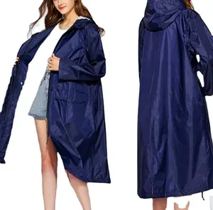 Abrigo de lluvia con revestimiento de Pu para mujer, Chaqueta larga de fútbol con logotipo personalizado