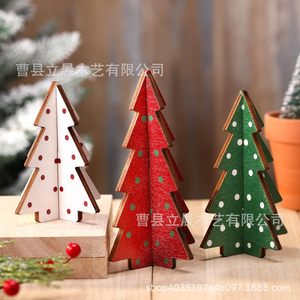Wooden <b>Christmas</b> <b>Tree</b> Ornaments <b>Mini</b> Solid Wood Painted Tiered Decor Home <b>Christmas</b> Decoration - Product Image 2