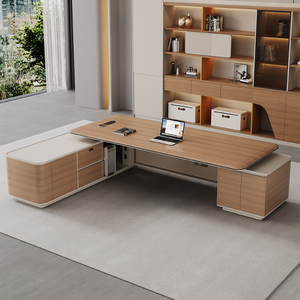Muebles de Oficina Ejecutivos Modernos de Lujo en Forma de L, Mesa de Oficina de Lujo con Cajones y Almacenamiento, Escritorio Ejecutivo con Opción de Trabajo Sentado o De Pie - Product Image 5