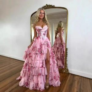 ชุดราตรีผู้หญิงหรูหราสำหรับงานปาร์ตี้ ทรงเข้ารูป ผ้าชีฟองยาวลากพื้น แต่งลูกไม้ เซ็กซี่ สายเดี่ยว สำหรับฤดูร้อน - Product Image 1