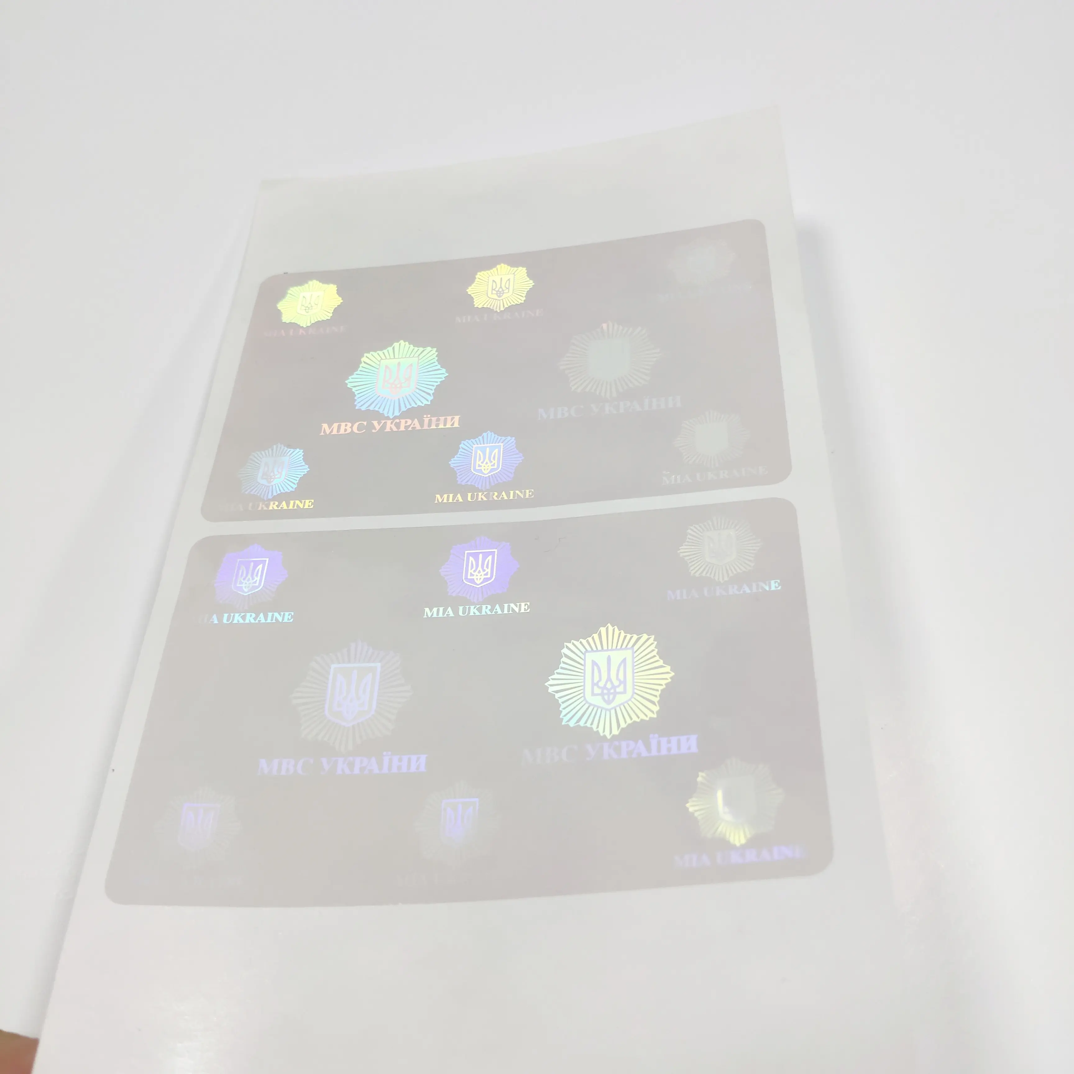 84*56mm Clear Transparent Custom Adhesive Hologram Overlay Sticker for ID Cards