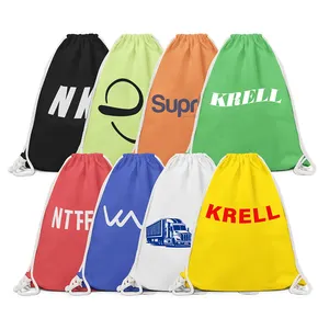 Cotton Drawstring Bag Printed Sports Canvas Waterproof Drawstring Backpackscotton Linen Drawstring Bag With Logo Calico Bag