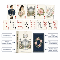 Cartes à Jouer Personnalisées Portrait de Couple Camélia Charleston Aquarelle, 57 x 87 mm, Papier Couché 300 g/m², Ensemble Cadeau