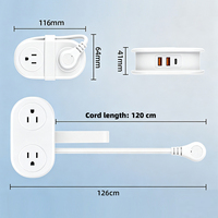 Multiprise portable rétractable multi-ports USB-C avec enrouleur de câble compact pour bureau (norme US)