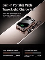 Batterie externe portable 22,5 W PD20W à charge rapide 10000 mAh, avec cordon, câble Type-C vers Lightning, écran numérique intelligent TFT, directement de l'usine