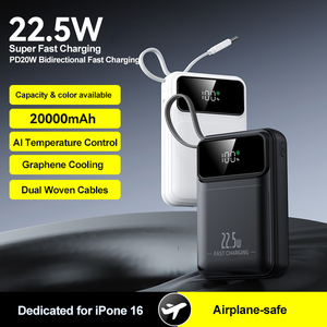 Logo personnalisé 22.5W <span class=keywords><strong>Batterie</strong></span> <span class=keywords><strong>externe</strong></span> à charge rapide pour téléphone 20000mah avec câble élastique - Product Image 2