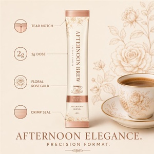 Premium Quality <strong>Sachet</strong> Pack Tear Notch 2g Floral Rose Gold Cream Tea Room Instant <strong>Coffee</strong> Stick Packaging Bag for Cafe Brand OEM - Product Image 5
