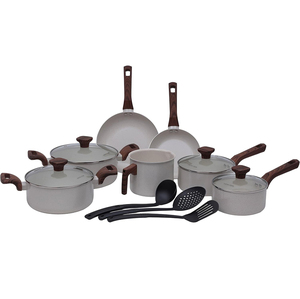 Hot Sell 6 Piece Non-Stick Glass Lids Wood Handles Oven Safe Gas & <b>Induction</b> Ready Minimalist Design Ceramic <b>Cookware</b> <b>Set</b> - Product Image 6