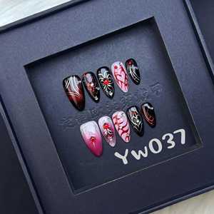 Halloween fantasma calabaza hecho a mano a presión <span class=keywords><strong>uñas</strong></span> 10 Uds puntas largas cuadrado almendra Stiletto mariposa diseños <span class=keywords><strong>pegamento</strong></span> <span class=keywords><strong>uñas</strong></span> <span class=keywords><strong>postizas</strong></span> - Product Image 2